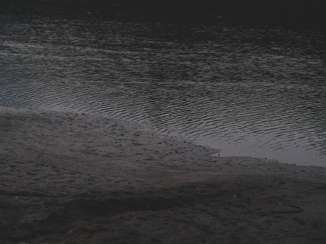 a person standing on a beach next to a body of water
